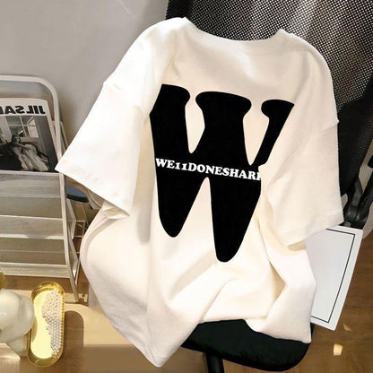 Men's and Women's Fashion Design Sense Printing Couple Summer Loose Top T-Shirt Women