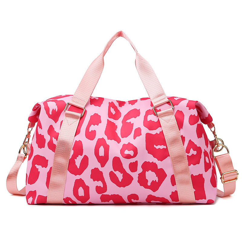 Large Capacity Lightweight Travel Bag with Leopard Print