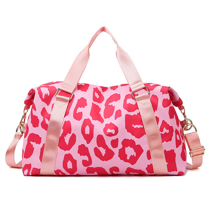 Large Capacity Lightweight Travel Bag with Leopard Print