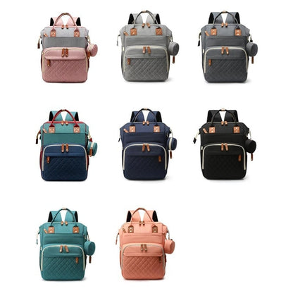 Lightweight Mommy Backpack with Foldable Baby Bed Stroller Compatible Large Capacity Diaper Bag