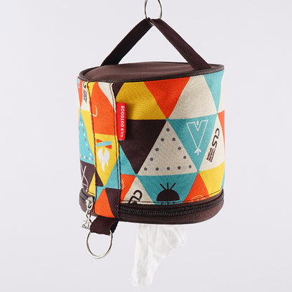 Outdoor camping folding ethnic-style tissue box storage bag