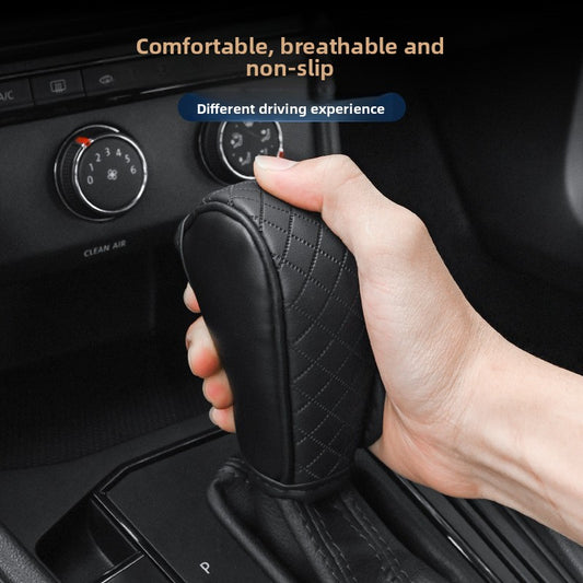Car Perforated Breathable Cowhide Gear Sleeve