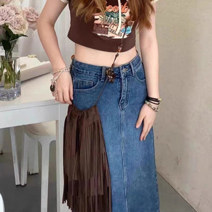 Deerskin Velvet Tassel Crossbody Bag