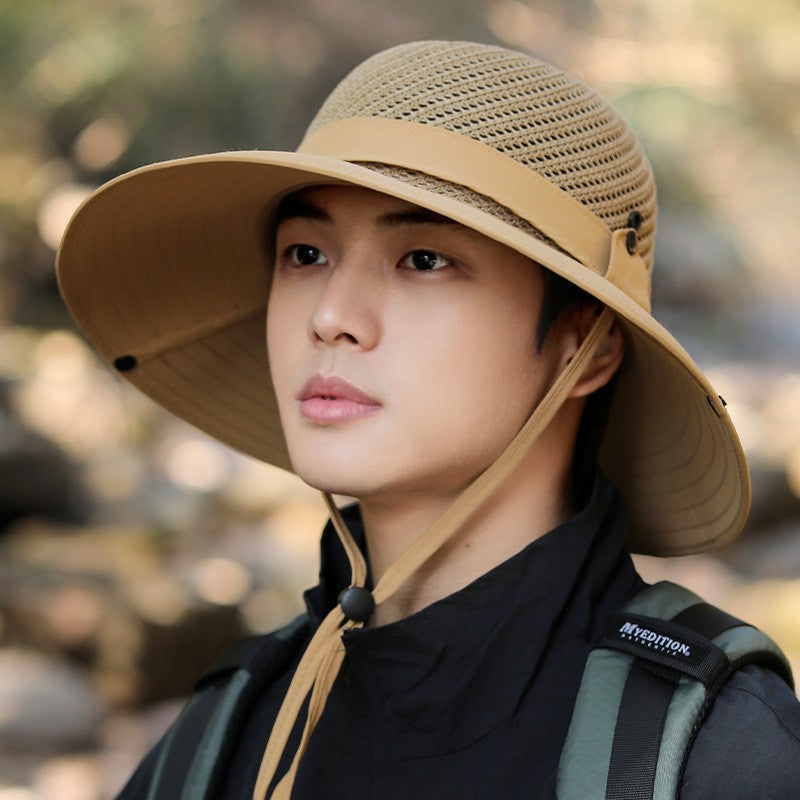 A 15CM wide-brim hat for men's outdoor use