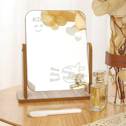 Wooden makeup mirror for grooming