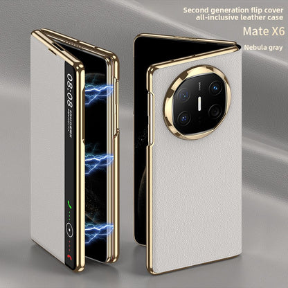 Foldable screen plain leather phone case