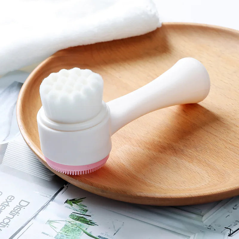 2-in-1 Silicone Face Cleansing Brush – Portable 3D Massage & Skin Care Tool
