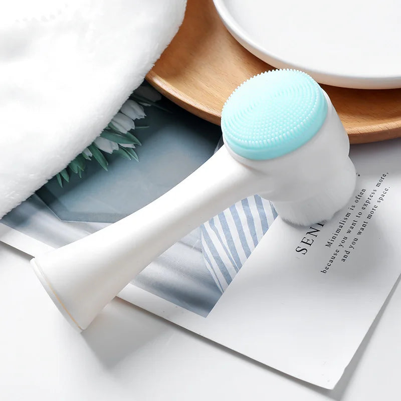 2-in-1 Silicone Face Cleansing Brush – Portable 3D Massage & Skin Care Tool