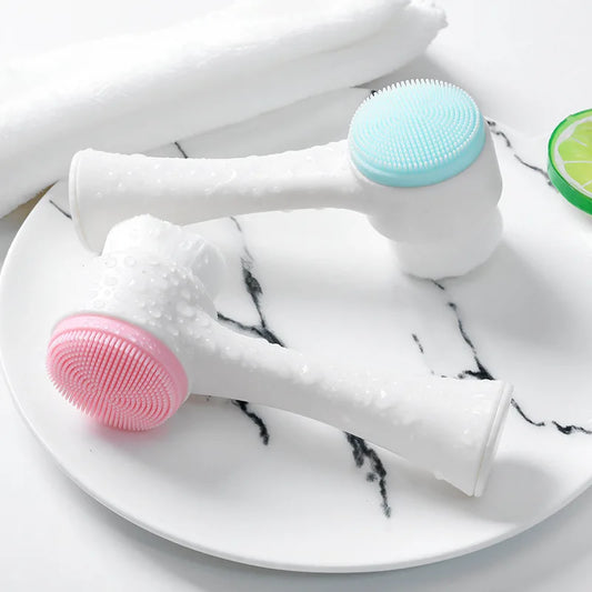 2-in-1 Silicone Face Cleansing Brush – Portable 3D Massage & Skin Care Tool