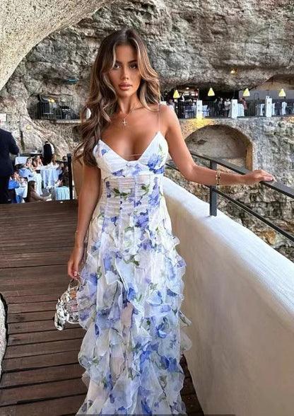 Shoulder European and American Cross-border Women's Fashion Chiffon Sling Elegant Evening Dress dress