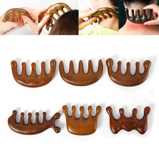 Sandalwood Gua Sha Massage Comb for Face & Body