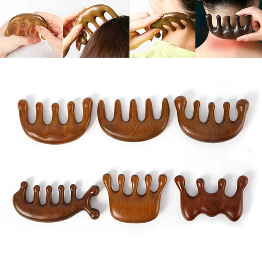 Therapy Massage Comb Head Face Scalp Gua Sha Massager Natural Facial Wide Tooth Guasha Scraping Body Massage