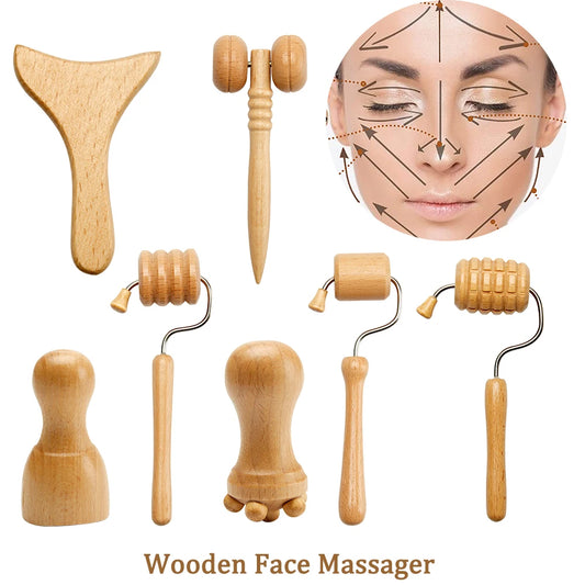 Wooden Face Massager – Wrinkle Remover, Lifting, and Guasha Skin Scraping