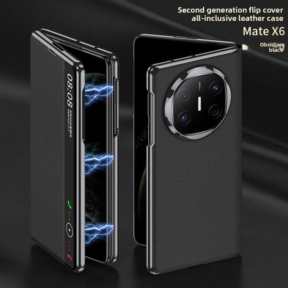 Foldable screen plain leather phone case