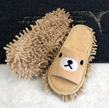 Flower-patterned wooden floor lazy person mopping and mopping slippers