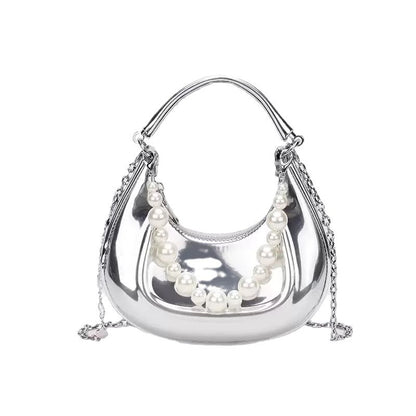 Fashion Silver Crescent Shoulder Bag