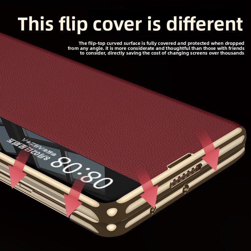 Foldable screen plain leather phone case