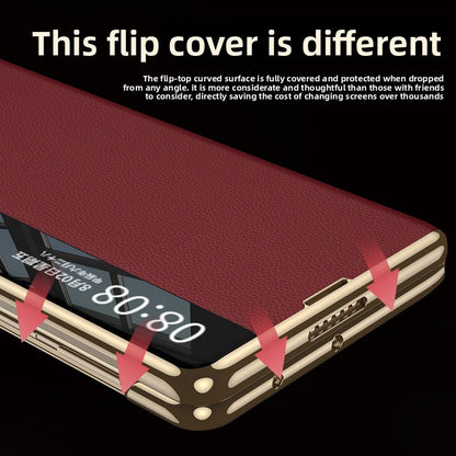 Foldable screen plain leather phone case
