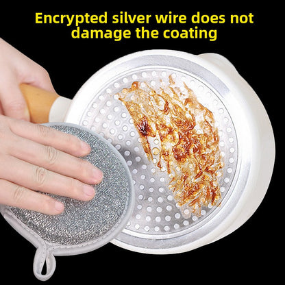 Double-sided silver wire dishwashing sponge