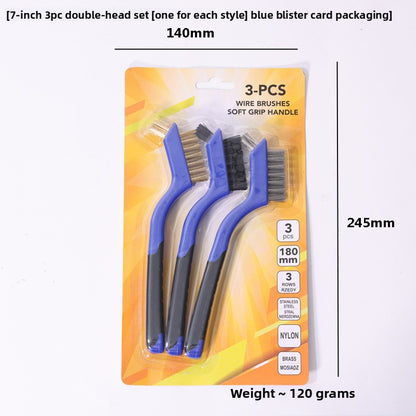 Nine-horse 3pc Double-head set of wire brushes