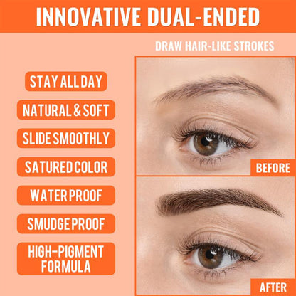 Waterproof, sweat-proof and non-staining eyebrow pencil for both ends