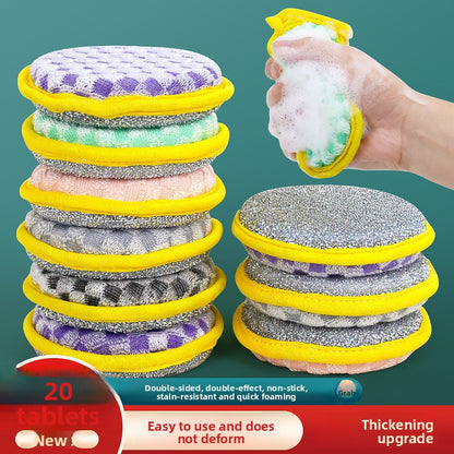 Double-sided silver wire dishwashing sponge