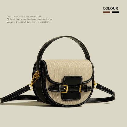 Retro-textured crossbody saddle bag