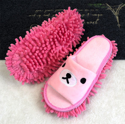 Flower-patterned wooden floor lazy person mopping and mopping slippers