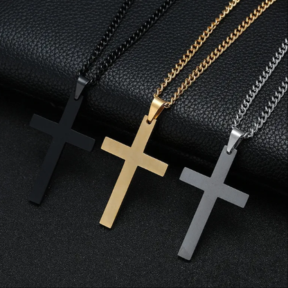 Fashionable Men's Cross Necklace ? Stainless Steel Chain Cross Pendant