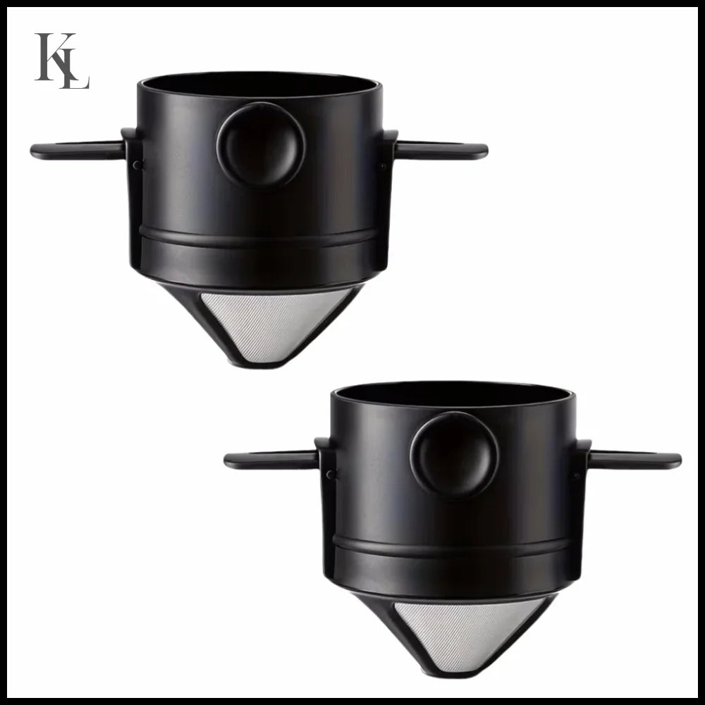 Coffee Maker Portable Set With Stainless Steel Coffee Mug Black 2pcs