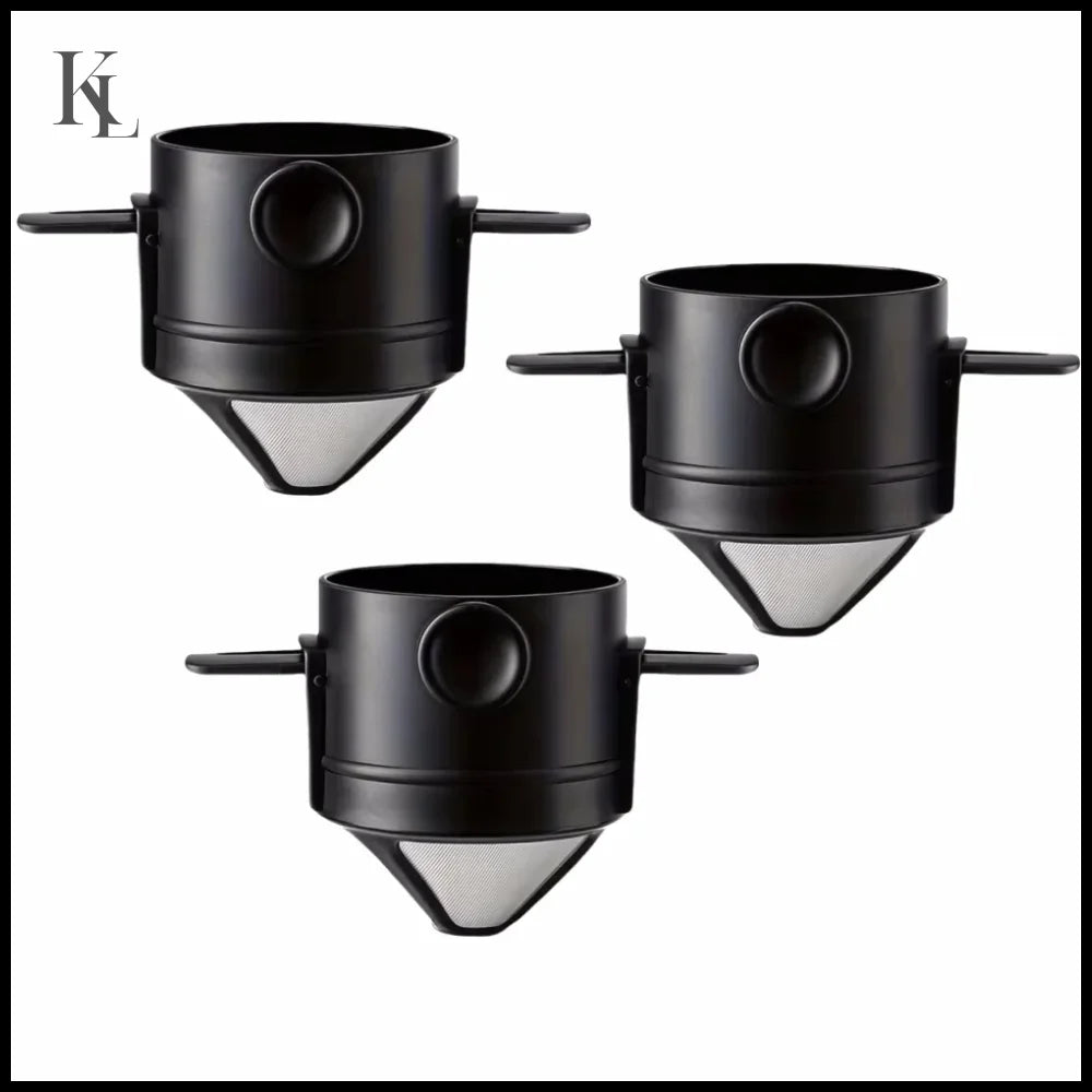 Coffee Maker Portable Set With Stainless Steel Coffee Mug Black 3pcs