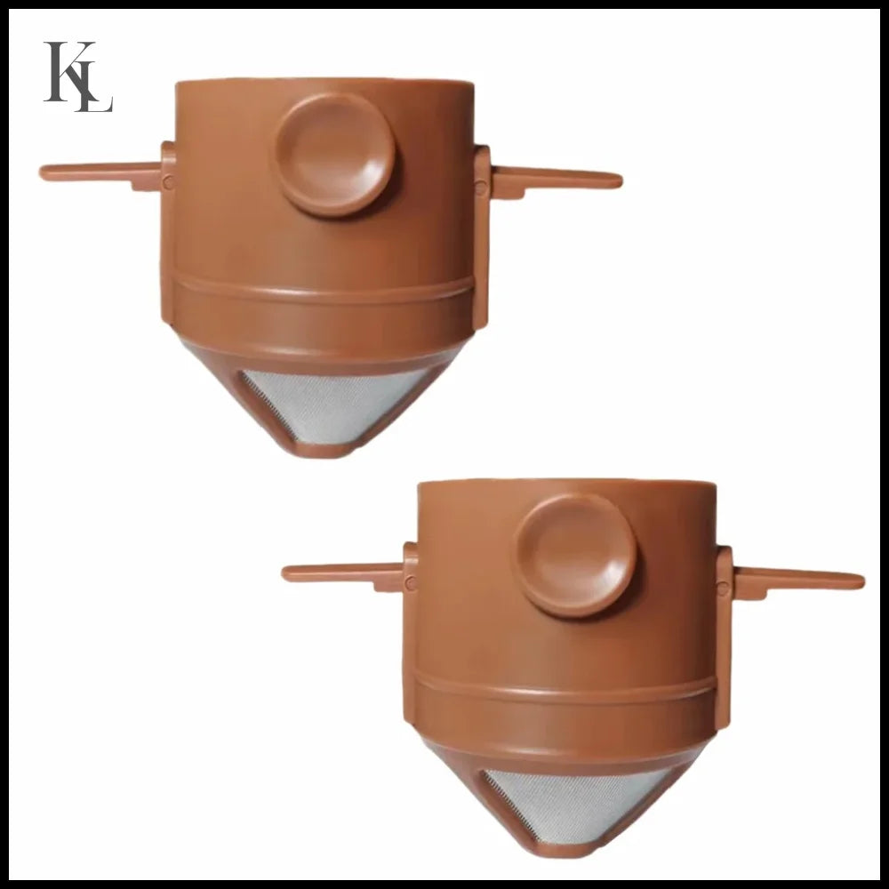 Coffee Maker Portable Set With Stainless Steel Coffee Mug Brown 2pcs