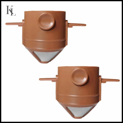 Coffee Maker Portable Set With Stainless Steel Coffee Mug Brown 2pcs