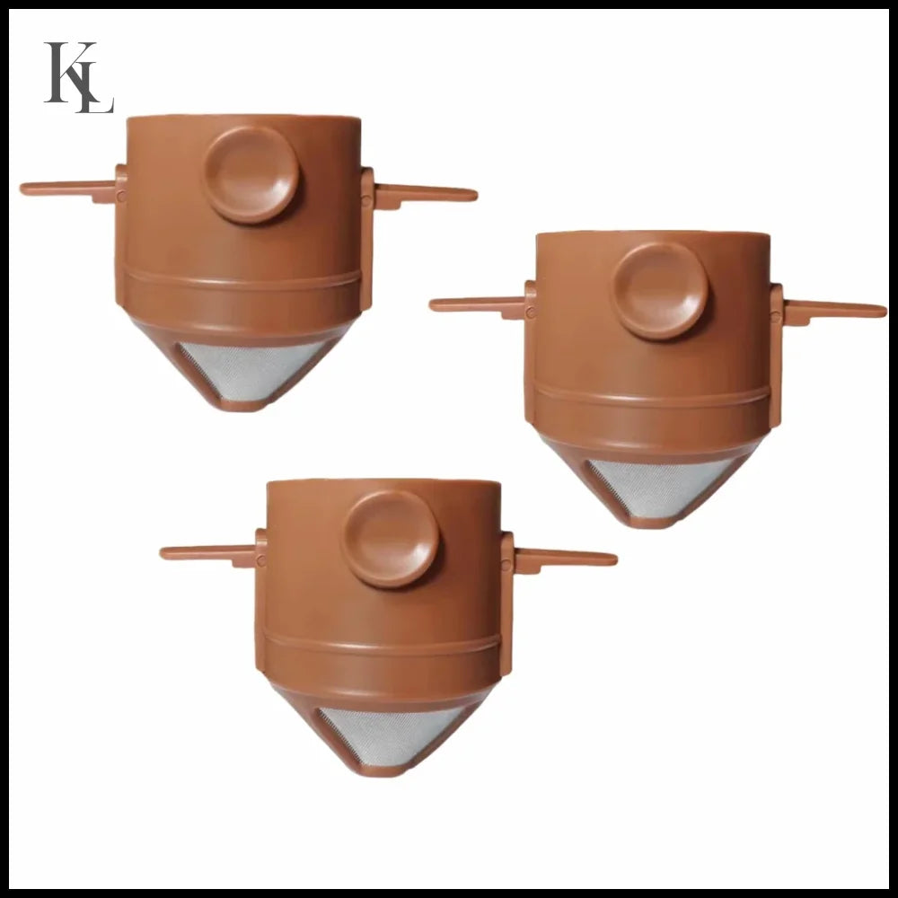 Coffee Maker Portable Set With Stainless Steel Coffee Mug Brown 3pcs