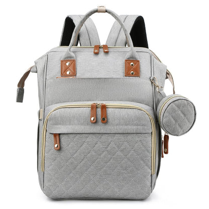 Lightweight Mommy Backpack with Foldable Baby Bed Stroller Compatible Large Capacity Diaper Bag