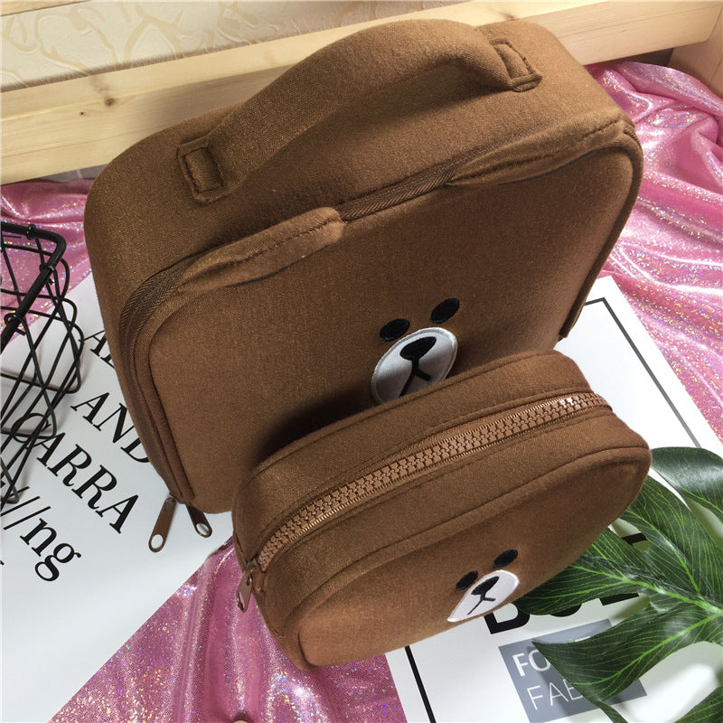 Cartoon Brown Bear Large Capacity Cosmetic Bag