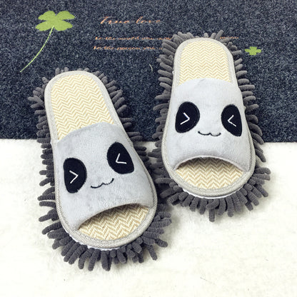 Flower-patterned wooden floor lazy person mopping and mopping slippers