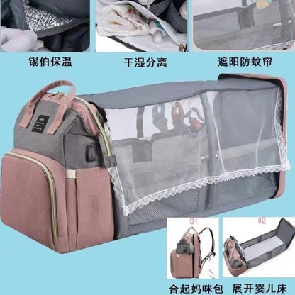 Mummy Bag Backpack with Foldable Crib – Your Ultimate Baby Care Companion!