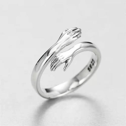 Alloy Simple Hands Hug Ring Opening Adjustable Jewelry