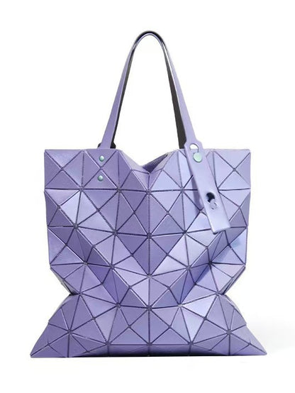Diamond-shaped checkered single-shoulder tote bag