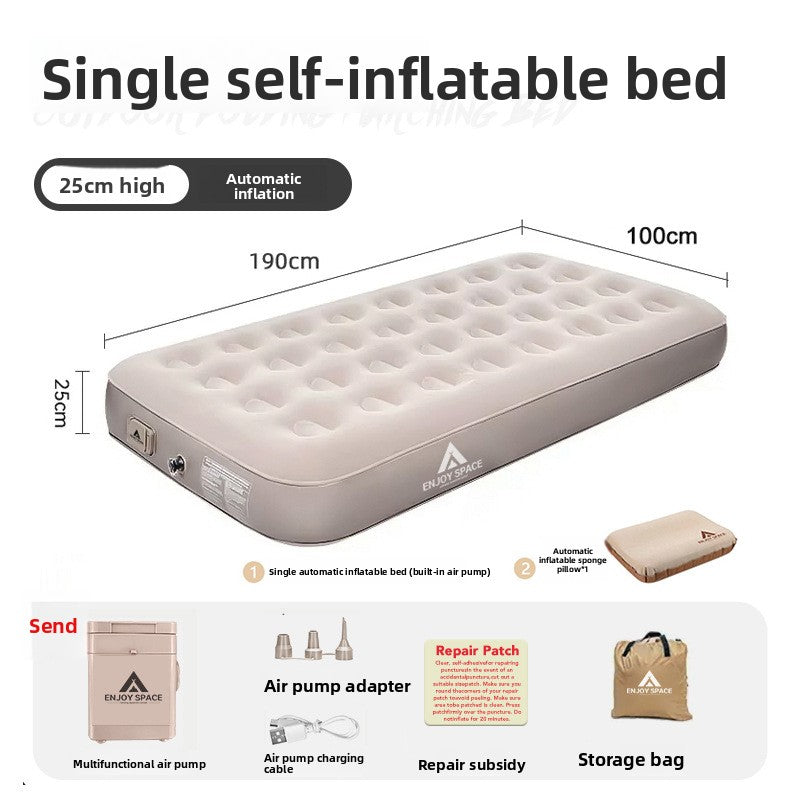 Inflatable mattress for outdoor camping folding bed