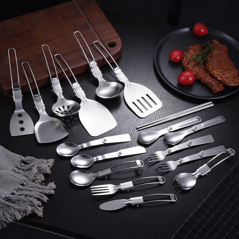 Stainless steel folding spoon outdoor picnic spoon
