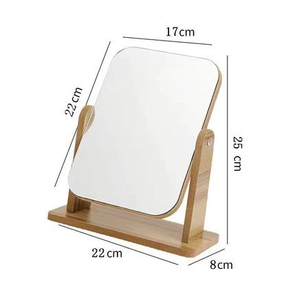 Wooden makeup mirror for grooming