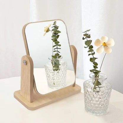 Wooden makeup mirror for grooming