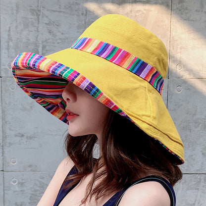 Summer ethnic style double-sided sun hat