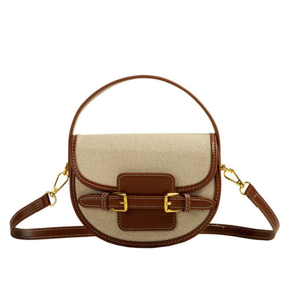 Retro-textured crossbody saddle bag
