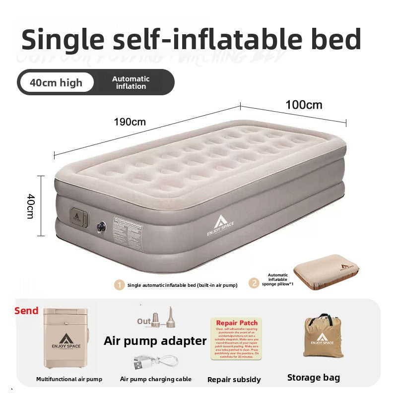 Inflatable mattress for outdoor camping folding bed