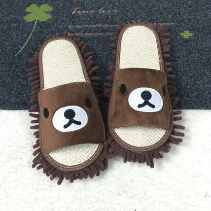 Flower-patterned wooden floor lazy person mopping and mopping slippers