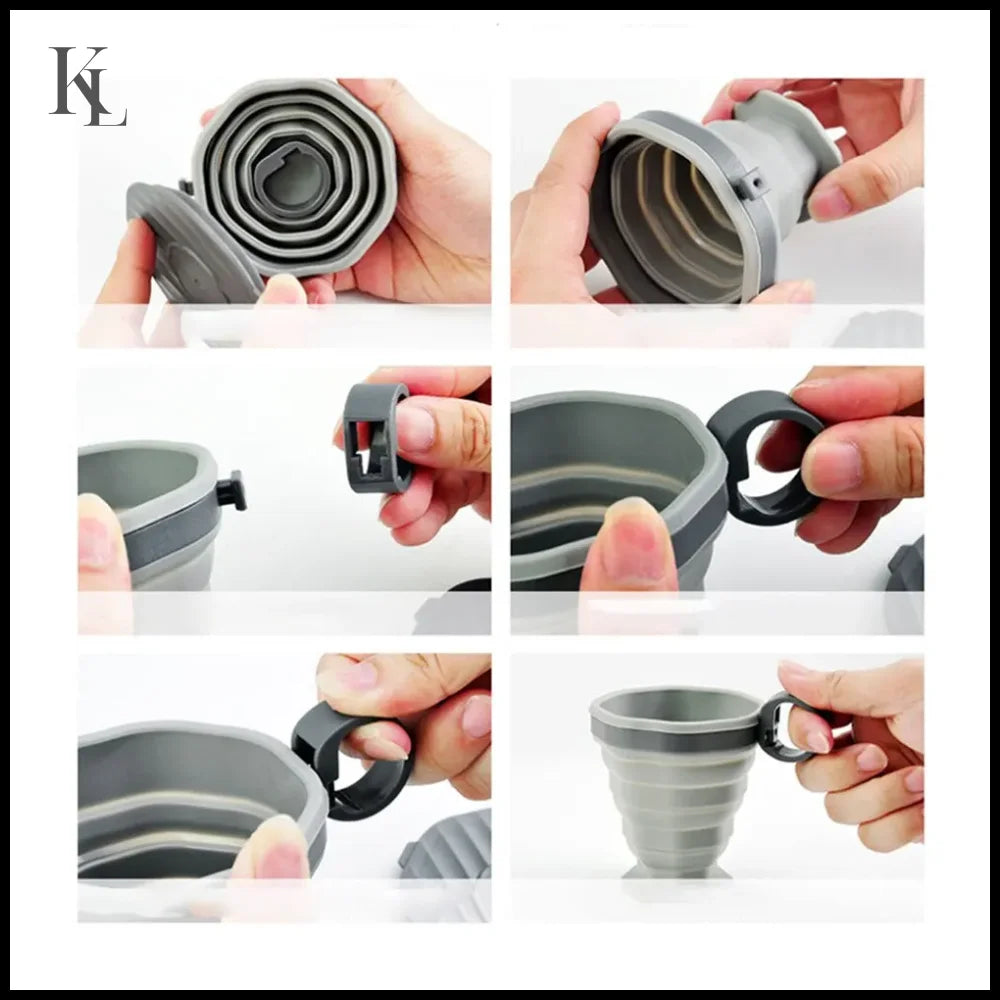 Folding Portable Coffee Cup Outdoor with Lid