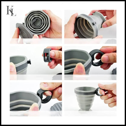 Folding Portable Coffee Cup Outdoor with Lid
